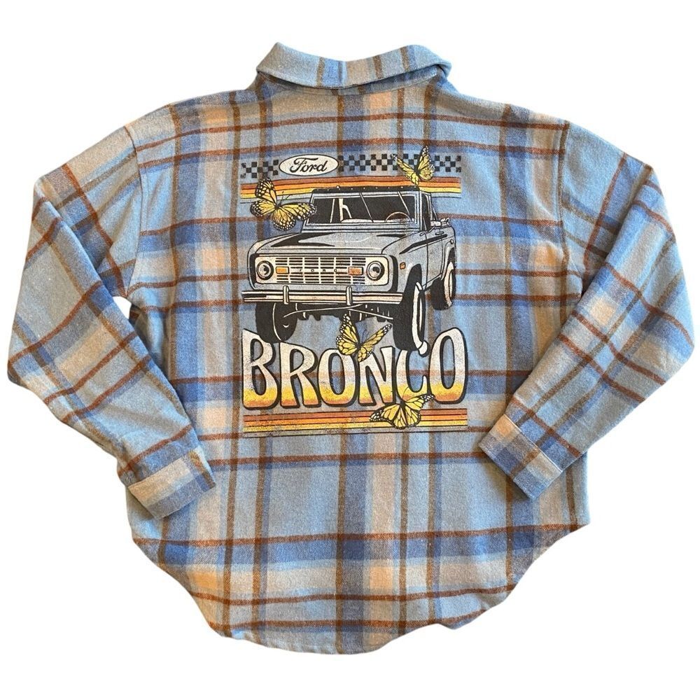 Ford Bronco Official Licensed Product Plaid Flannel Button Down Women's M - Picture 1 of 7